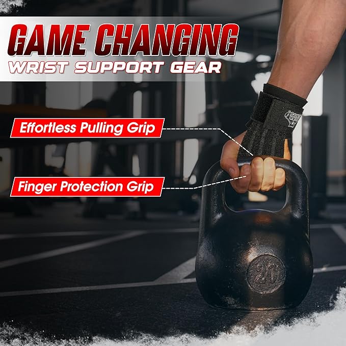 Bear Grips Lifting Straps - Gym & Weightlifting Straps for Men & Women, Deadlift Support, 2 Pairs