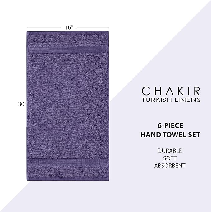 Chakir Turkish Linens | Hotel & Spa Quality 100% Cotton Premium Turkish Towels | Soft & Absorbent (6-Piece Hand Towels, Plum)