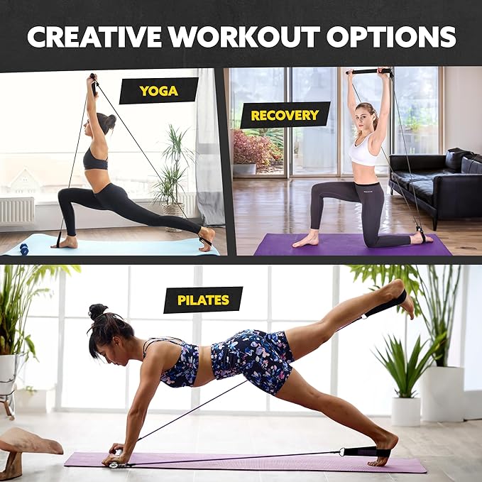 Portable Resistance Band Bar - Steel Resistance Bar for Resistance Bands - Resistance Bar for Working Out - Dual Cable Machine Bar - Straight Bar Cable Attachment - Adjustable from 38" to 26"