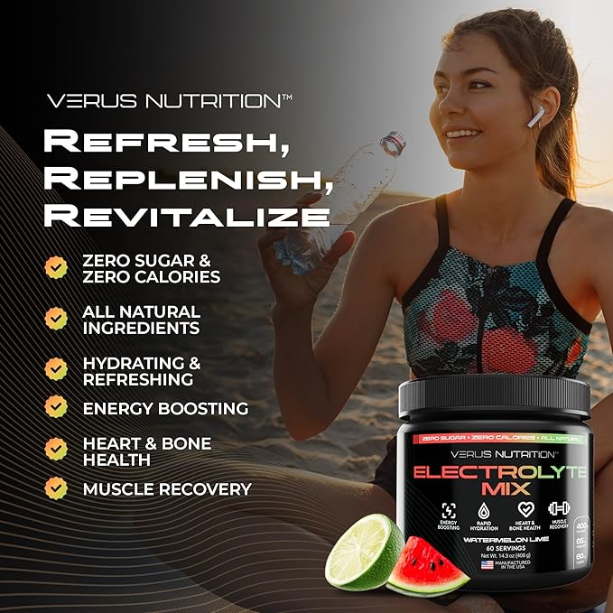 Electrolytes Powder No Sugar- Zero Calorie Hydration Powder | Sugar Free Electrolytes for Fasting, Keto & Vegan | Natural Ingredients Electrolyte Mix for Energy Boost, 60 Servings