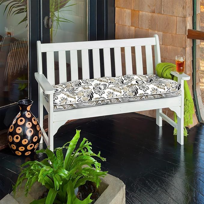 Tufted Bench Cushion for Outdoor Furniture, Patio Swing Cushion 44 x 19 x 5 Inch, Overstuffed Outdoor Chair Cushion for Garden Loveseat Lounge Storage, 1 Pack,Dailey Tan