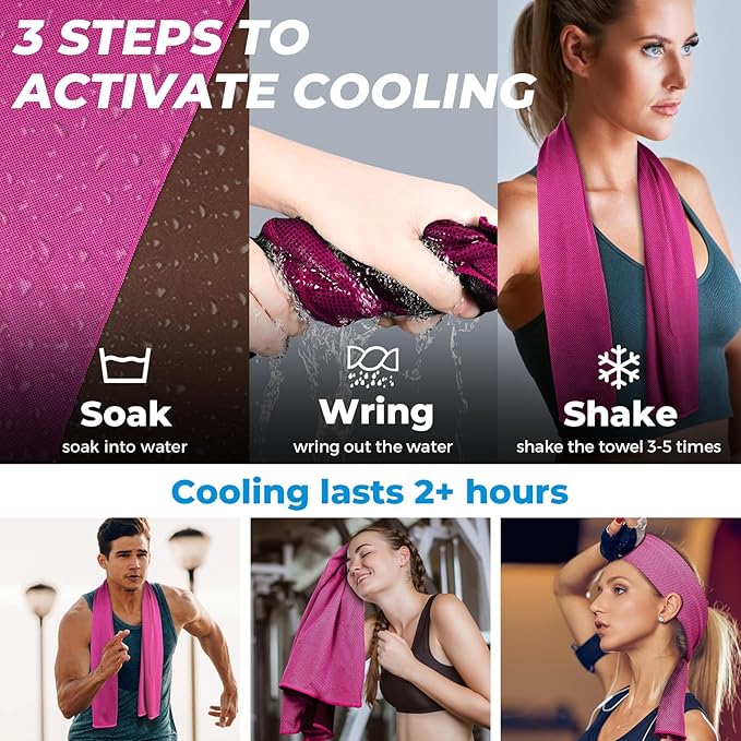 Cooling Towels for Neck and Face - Microfiber Chilly Towel Yoga Towel for Men or Women Ice Cold Towels for Yoga Gym Travel Camping Golf Football & Outdoor Sports