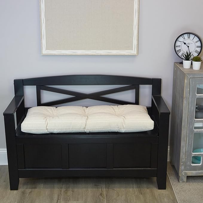 Klear Vu The Gripper Omega Non-Slip Tufted Bench Cushion for Indoor Furniture, Entryway Storage, Bay Window, Corner Nook or Piano Seat, 35 Inches, Chenille Cream