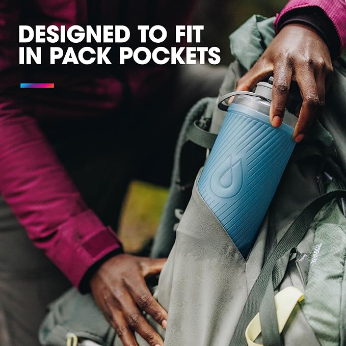 HydraPak Flux - Collapsible Backpacking Water Bottle (750ml, 1L, 1.5L) - BPA Free, Ultra Light, Spill-Proof Twist Cap