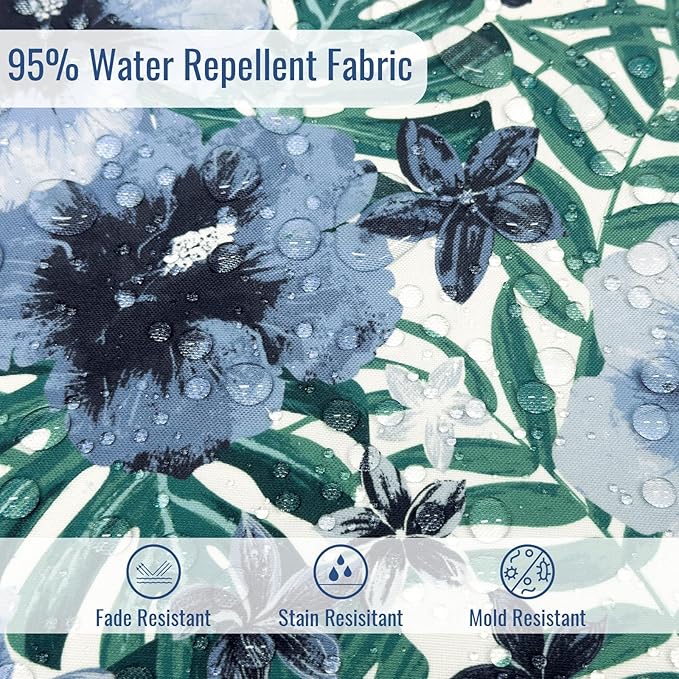 Tufted Bench Cushion for Outdoor Furniture, Patio Swing Cushion 44 x 19 x 5 Inch, Overstuffed Outdoor Chair Cushion for Garden Loveseat Lounge Storage, 1 Pack,Blue Salmone Tropical