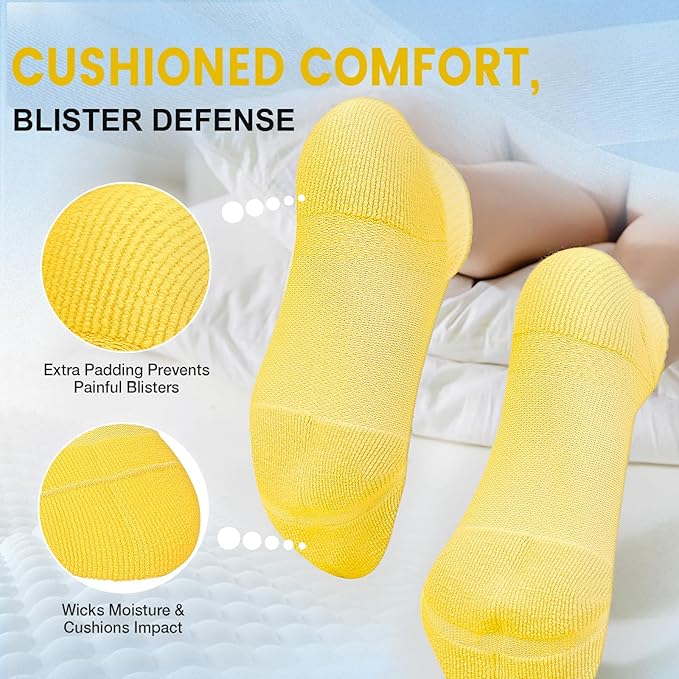 DHSO 7 Pairs Cushioned Ankle Compression Socks for Women Plantar Fasciitis Running Wicking Socks with Arch Support