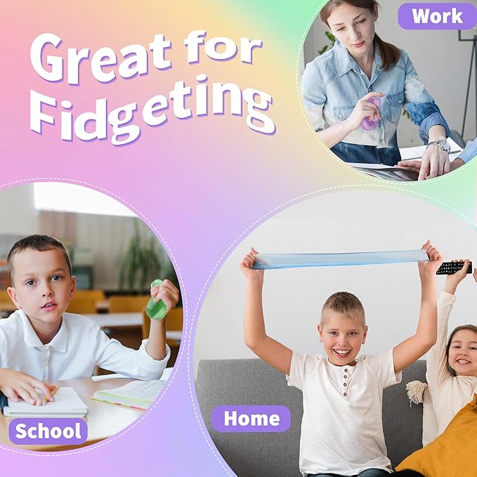 Fidget Toy Stress Cube 4 Pack, Cube Squishies Anxiety Stress Relief with Thick Substance,Fidgets for Classroom,Stress Balls for Adults Kids Children Teens