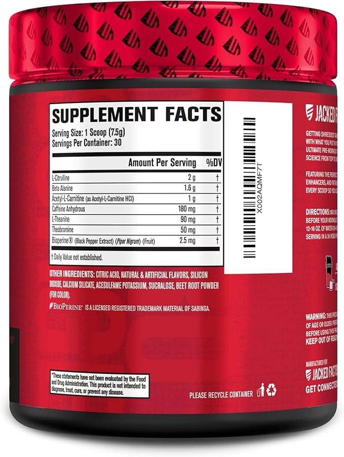 Jacked Factory NITROSURGE Shred Pre Workout Supplement - Energy Booster, Instant Strength Gains, Sharp Focus, Powerful Pumps - Nitric Oxide Booster & PreWorkout Powder - 30Sv, Fruit Punch