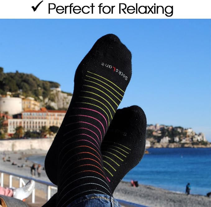 Cotton Compression Socks for Women & Men. 15-20 mmHg Support Knee-High Nude Stripes S/M
