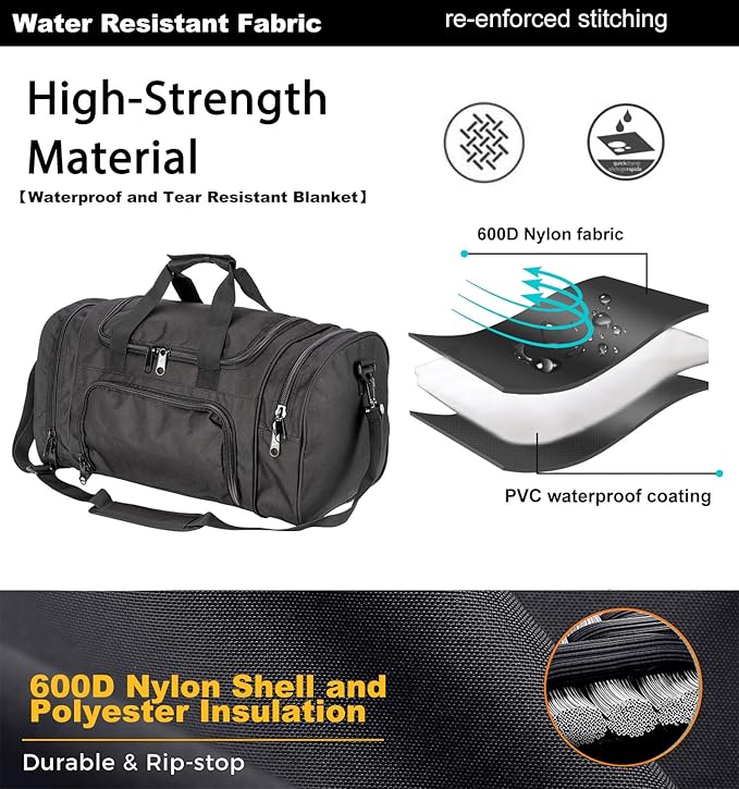 Gym Bag Duffle Bags for Men Women with Shoes Compartment Sport Weekend Travel Overnight Carry On Bag for Tactical Military Travel Work Out Bags (Black)