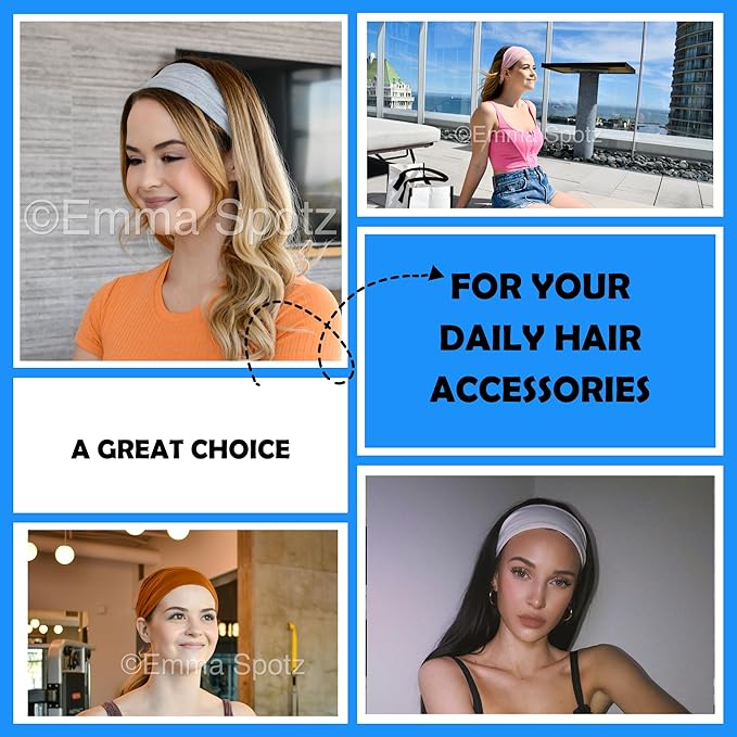 Lotus78, Pack of 6 Wide Headbands for Women Non Slip, Fashionable Sports Hair Bands for Women's Hair, Soft Elastic Stretchy Head Bands, Yoga Workout Headbands for Women Daily Fashion (Element)