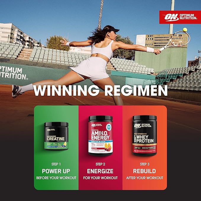 Optimum Nutrition Amino Energy Powder Plus Focus, with BCAA, Electrolytes, and Caffeine, Fruit Punch, 30 Servings (Packaging May Vary)