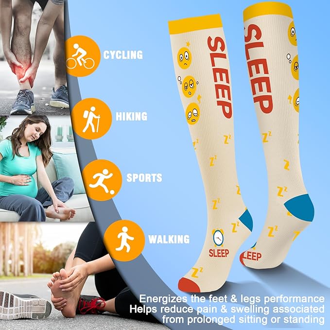 bropite Halloween Compression Socks for Women & Men-Pumpkin Ghost 6 Pairs 20-30mmhg Support Running Nurse Travel