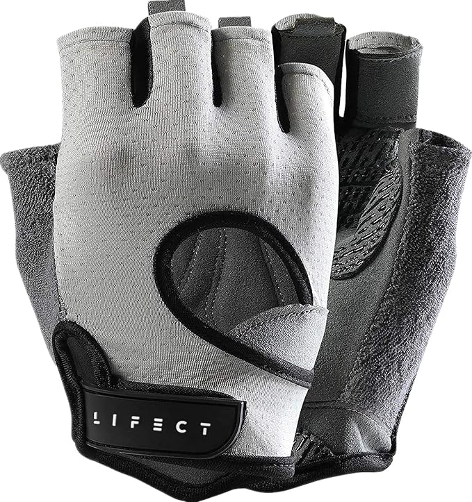 LIFECT Freedom Workout Gloves, Knuckle Weight Lifting Shorty Fingerless Gloves with Curved Open Back, for Powerlifting, Gym, Women and Men