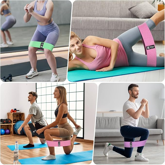 Fabric Resistance Bands Set – Booty Bands for Legs & Glutes, 3 Resistance Levels, Non-Slip Workout Bands for Women & Men, Ideal for Yoga, Pilates, Fitness, and Home Workouts