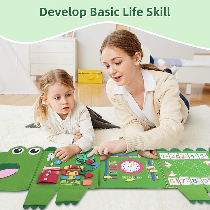 Crocodile Busy Board Montessori Busy Board, Sensory Toys Toddler Toys, Sensory Wall Activity for Toddler- Preschool Learning Panel Center for Kids 3+ Year Old Boys Gift Girls Gift(Birthday, Christmas)