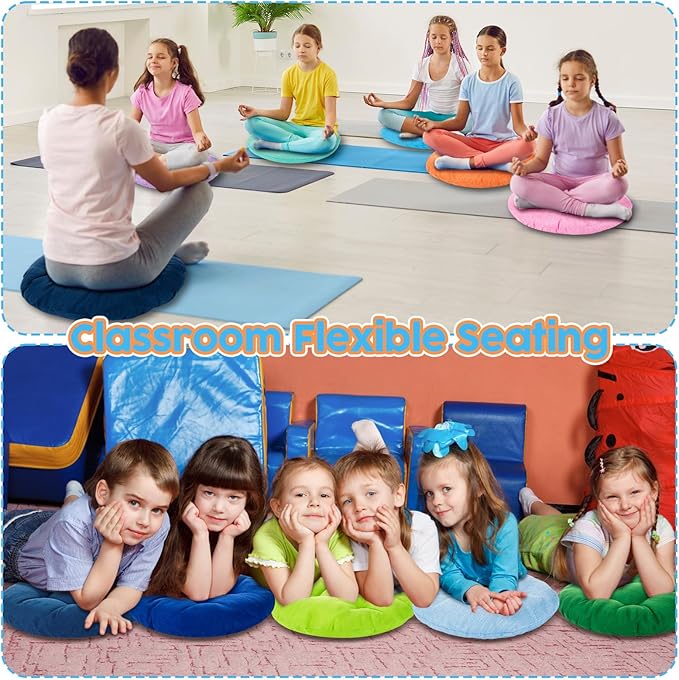 Fumete 24 Pcs 16 Inch Round Floor Cushions for Kids and Toddlers, Flexible Seating Classroom Furniture Floor Pillow for Home, Daycare, Preschool, Yoga and Meditation (Vintage)