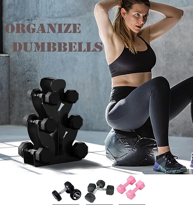 Dumbbell Rack, Stand Only, No Install Needed Small Weight Rack with Dumbbell Protector Edge,Suitable for Rubber-Coated Dumbbells