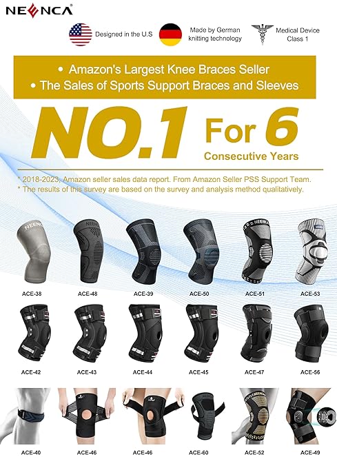 NEENCA Professional Knee Brace, Adjustable Hinged, with Removable Side Stabilizers, Strong Stability for Joint Pain Relief, Arthritis, Meniscus Tear, ACL, PCL, Runner, Sports