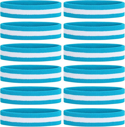 ONUPGO Sweatband Headbands for Men & Women -12PCS Sports Headbands Moisture Wicking Athletic Cotton Terry Cloth Headband for Tennis,Basketball,Football,Gym,Working Out