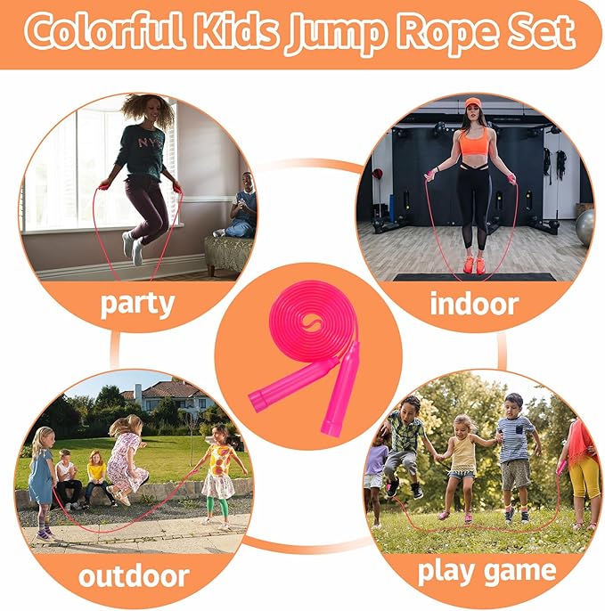 30 Pcs Kids Jump Rope,Colorful Jump Ropes for Kids,7.2 Feet Plastic Jump Ropes,Adjustable Skipping Rope,Jumping Ropes for Party Favors,Birthday Gifts,Indoor Outdoor Activity