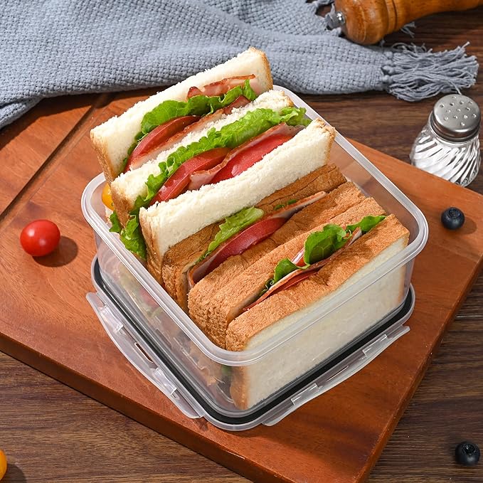 5pc Food Storage Containers with Lids, Airtight Leakproof BPA Free Plastic Meal Prep Boxes, Stackable Nesting Kitchen Containers, Reusable Freezer Dishwasher Safe for Snacks, Fruit & Leftovers