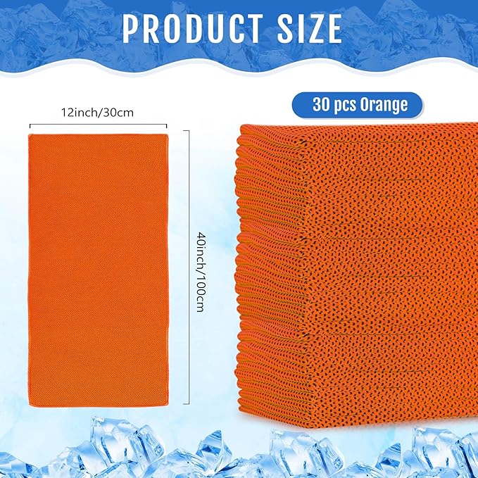 Hosuly 30 Pack Cooling Towels, 40"x12" Ice Breathable Soft Chilly Sweat Rag Microfiber Workout Rags for Gym Cooling Towels for Neck and Face for Yoga Golf Sport Running