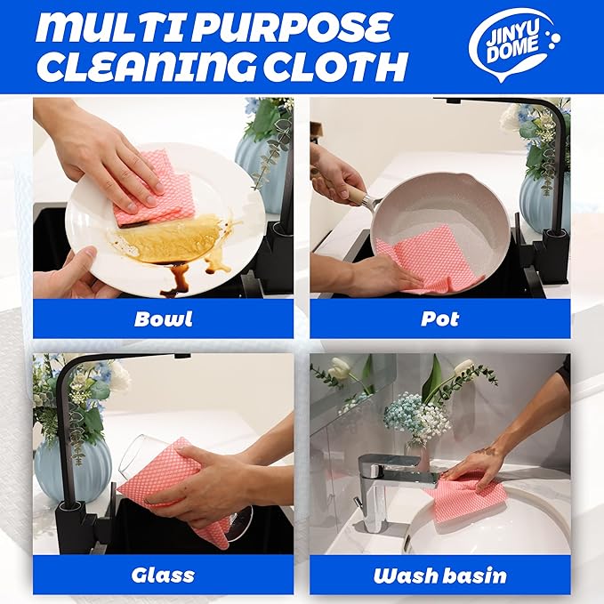 Disposable Kitchen Cleaning Cloths Dish Towels Dish Cloth Reusable Cloths for Kitchen, Bathroom, Household Cleaning (Red 100 Pack)