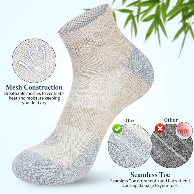 Diabetic Socks for Men,6 Pairs Ankle Mens Diabetic Socks,Diabetic Neuropathy Socks for Men 9-12