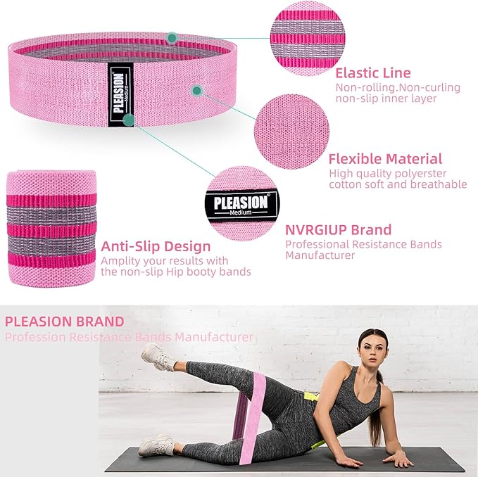 Fabric Resistance Bands for Working Out, 5 Levels Booty Bands for Women Men, Cloth Workout Bands Resistance Loop Exercise Bands for Legs Butt at Home Fitness, Yoga, Pilates