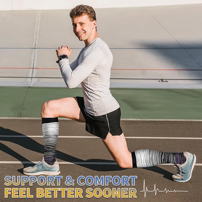 Graduated Copper Compression Socks for Men & Women Circulation 8 Pairs 15-20mmHg - Best for Running Athletic Cycling