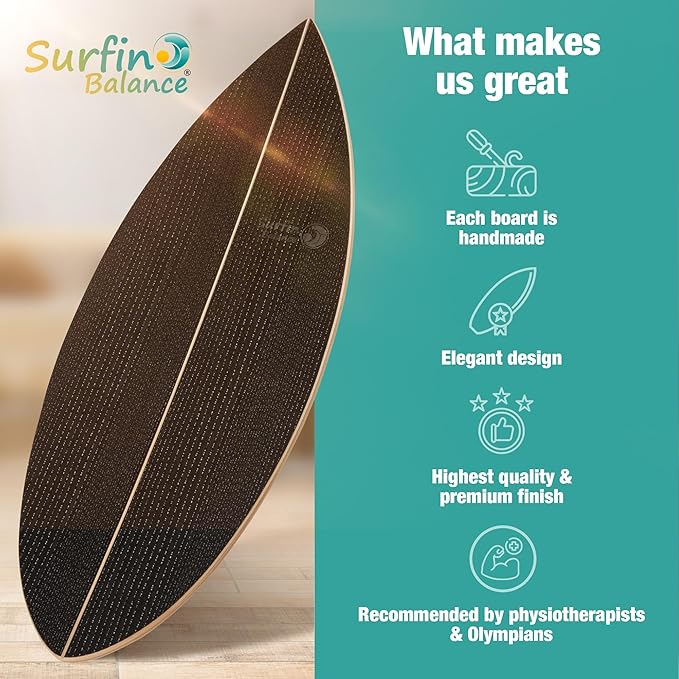 Wooden Balance Board - unique [incl. corc roller, corc hemisphere and balance ball] Balance Board Kids - Balance Boards for Adults - Indo Board Mobo Board Gibbon Board Giboard Slackboard Balancing