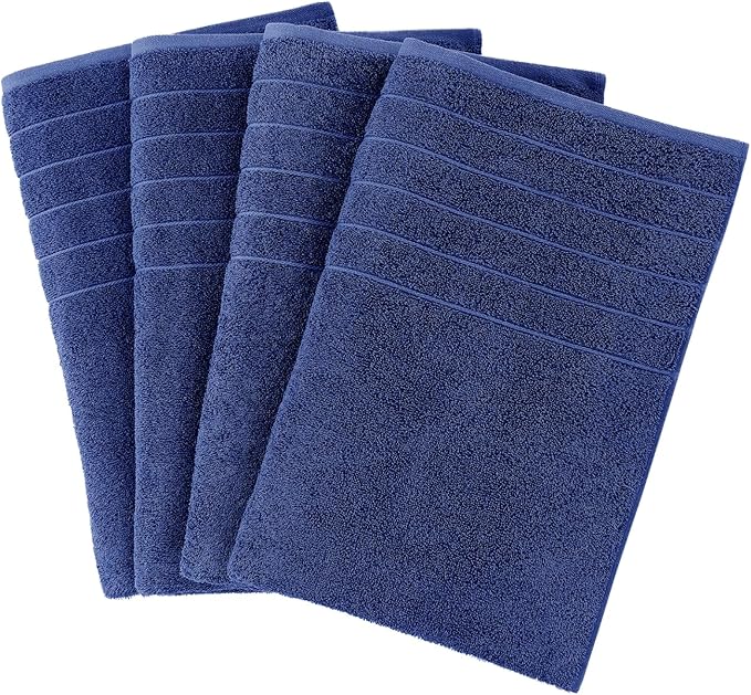 Casa Platino 100% Cotton 4 Pack Bath Towels (30"x60") - Ring Spun Mercerized Cotton Towels Set for Bathroom - Quick Dry, Soft & Absorbent Large Bath Towel Set - Dorm Essentials for Boys - Navy Blue