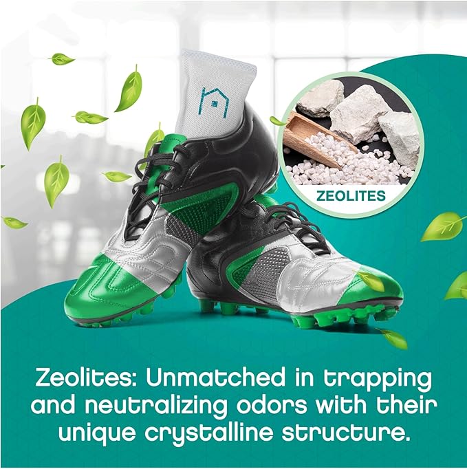 Shoe Deodorizer with Zeolites 2-Pack - Odor Eliminator, Air Freshener, Smell Absorber, Sneakers, Gym Bags, Soccer Cleats, Closets, Pet Area, Reusable - Shoe Deodorant