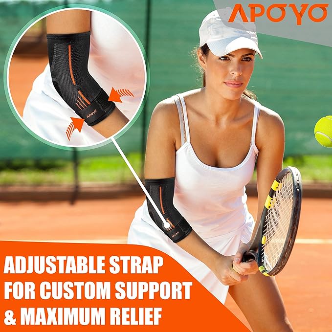 APOYO Elbow Brace for Tendonitis and Tennis Elbow, Compression Sleeve for Arthritis, Workouts, Reduce Joint Pain During Fitness Activity (XX-Large)