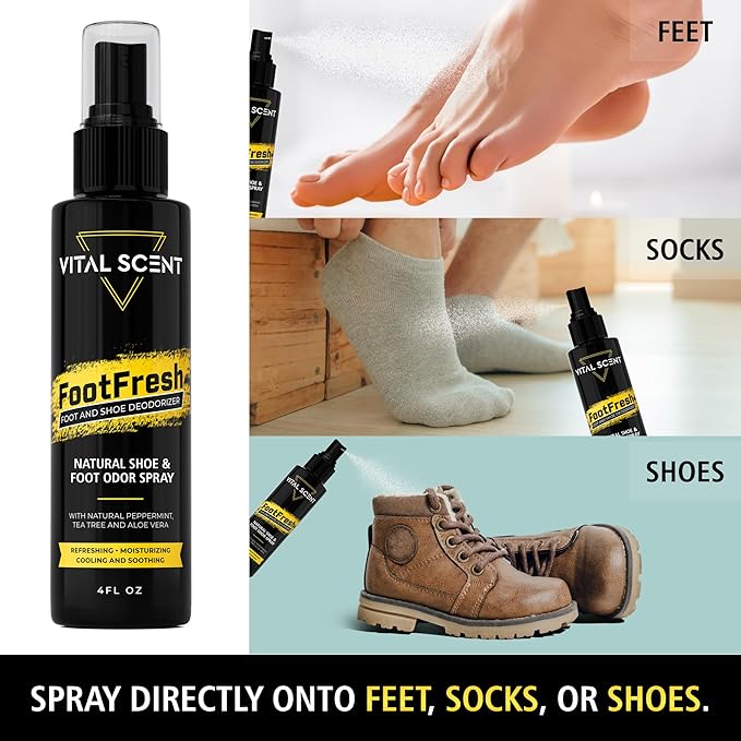 Industrial Heavy Duty Foot Odor Spray for Shoes and Feet - Extra Strength Shoe Deodorizer - Mint Foot Spray for Smelly Feet with Witch Hazel and Tea Tree Oil - Long Lasting Shoe Deodorizer