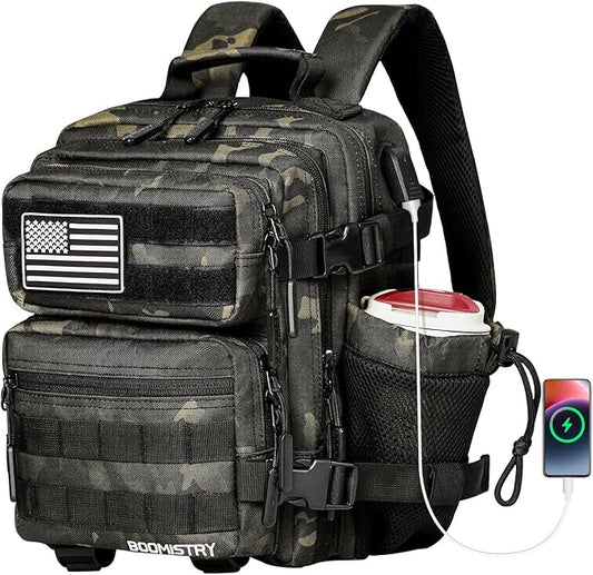 15L Mini Tactical Backpack Small Tactical Backpack for Men and Women, Military Backpack for Gym, Hiking, Daily (Black Camo-15L)