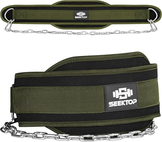 Seektop Dip Belt With Chain for Weightlifting - Neoprene Waist Belt for GYM Workout, Pull Ups, Crossfit, Weight Lifting, Squat, Training, Fitness - for Men & Women