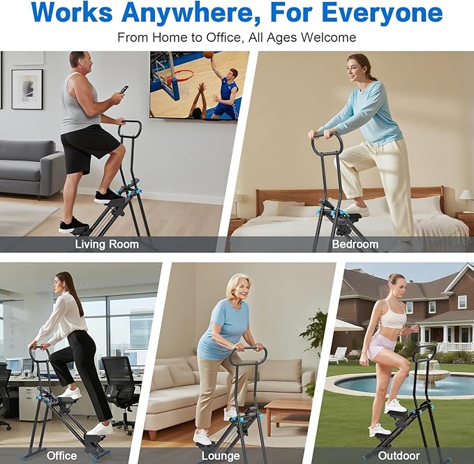 HXD-ERGO Stair Stepper for Home Gym,Folding Vertical Climber Cardio Exercise Machine,Stair Climber for Full Body Workout with Adjustable Handlebar for Women & Men