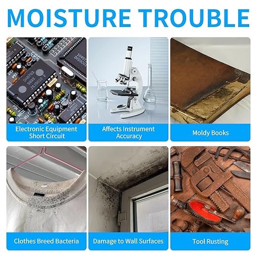 200g Rechargeable Desiccant, Moisture Absorbing Bag Reusable & Absorbs Moisture & Humidity, Rechargeable Dehumidifier Bag for Gun Safe,Cars,Bins,Totes,Food Storage,Clothes,Suitcase(6, Black)