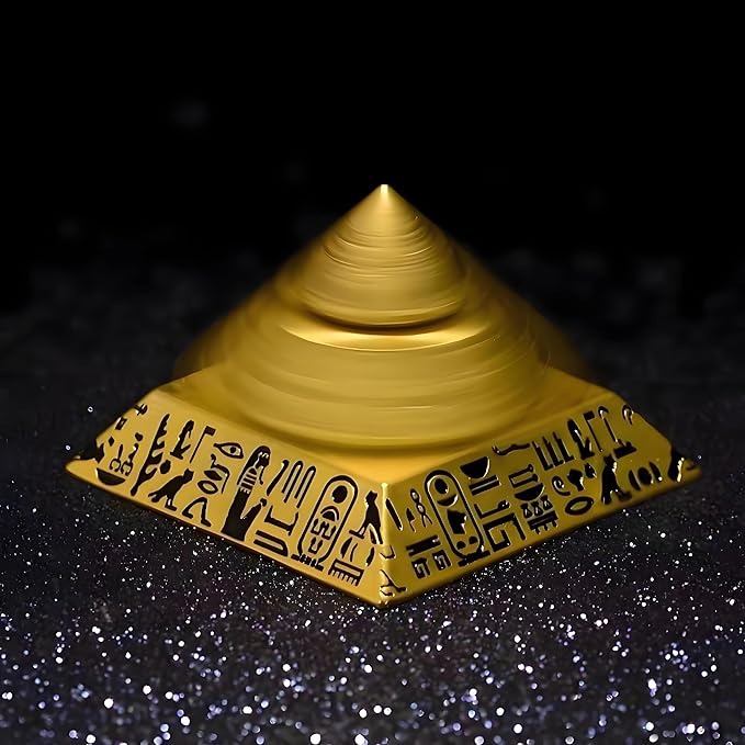 Solid Brass Pyramid Fidget Toy – 3-Layer Rotating Meditation Desk Accessory for Stress Relief, Feng Shui Office Decor, Unique Gift for Boss, Father’s Day, Christmas (Luxury Executive Gift)-2