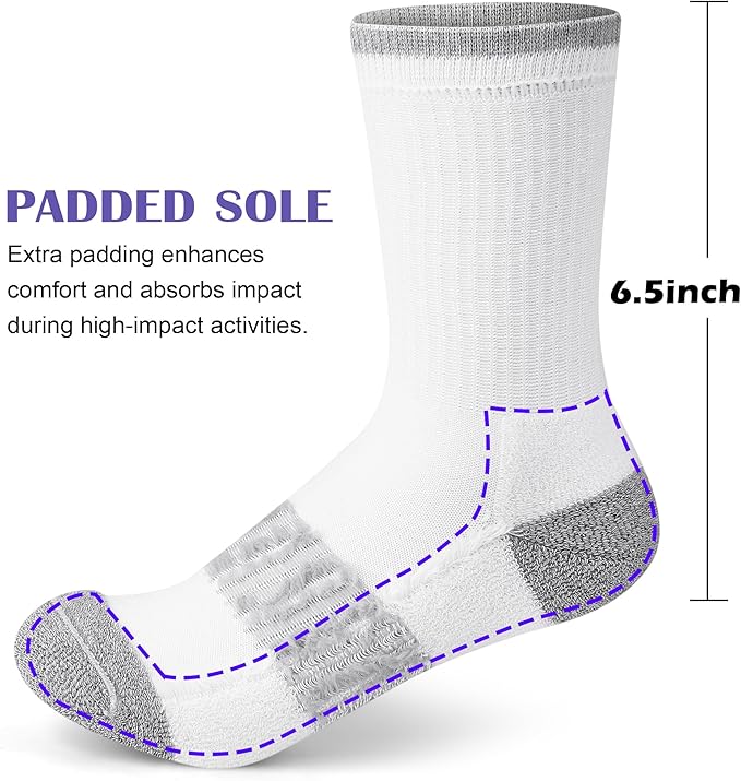 Gonii Women Socks Hiking Running Thick Cushion Athletic Crew Socks 5-Pair