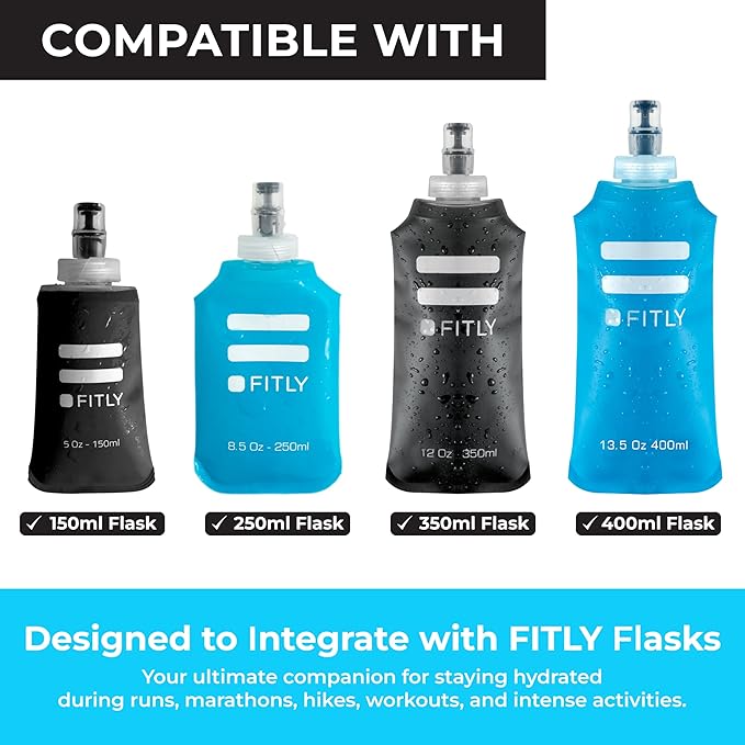 Soft Flask - Shrink As You Drink Soft Water Bottle for Hydration Pack - Folding Water Bottle Ideal for Running, Hiking, Cycling, Climbing & Rigorous Activity