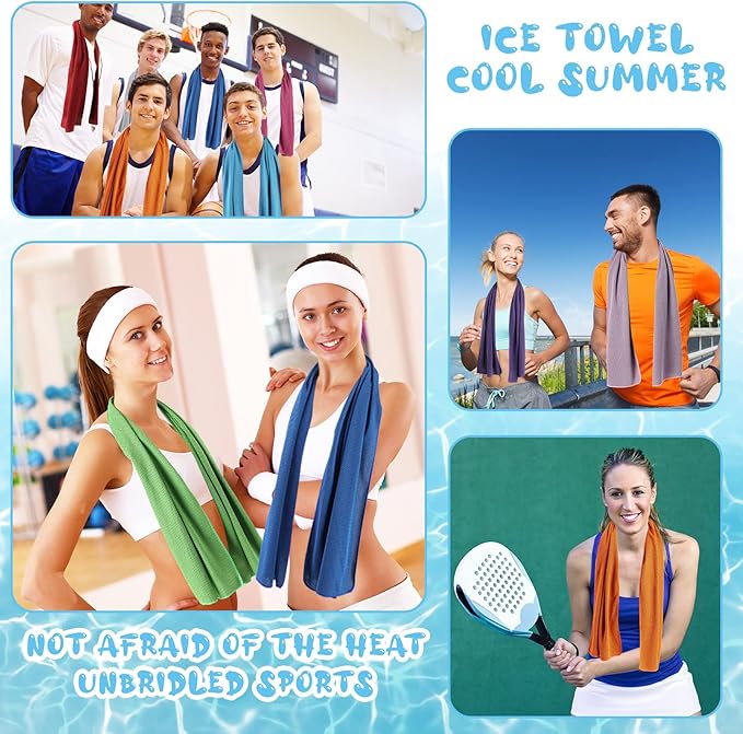 20 Pcs Cooling 47 x 12'' Soft Ice Towel Neck Face Microfiber Gym Cold Workout Towels for Sweat Breathable Chilly for Men Women Sport Yoga Golf Running Fitness Activities Hot Weather