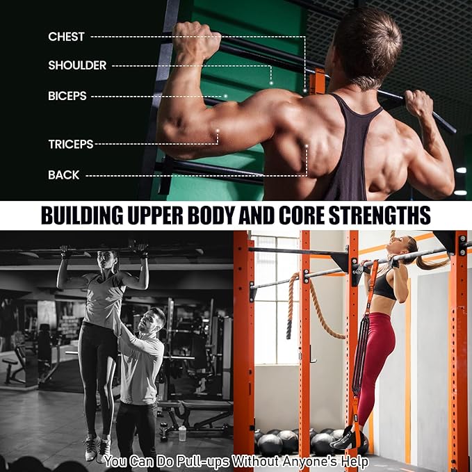 Pull Up Assistance Bands 260lbs, Heavy Pull Up Bands Resistance Bands for Pull Ups Working Out with Feet Rest, Pull Up Bar Bands Assistance Bands Strength Training Workout Equipment, Height Adjustable