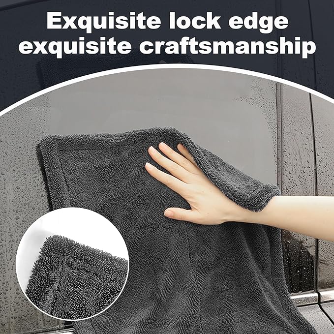 2-Pack Car Drying Towel (28" x 36"),1500 GSM Double Sided Microfiber Towels for Cars,Trucks, SUV.Highly Absorbent,Leaving no Marks,no Shedding,Easy to Clean
