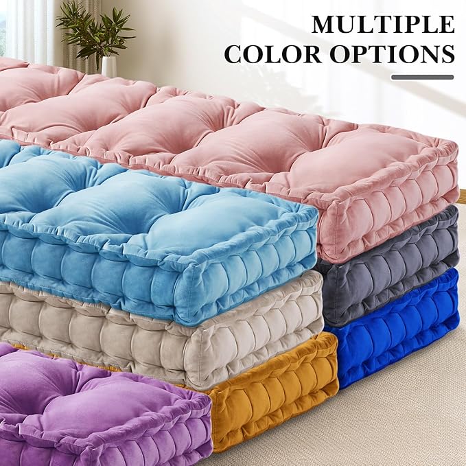 Bench Cushions for Indoor Furniture 48x18 in Velvet Kitchen Dining Piano Window Seat Cushion, Tufted Patio Porch Swing Thicken Bench Pad Memory Foam(Gray)