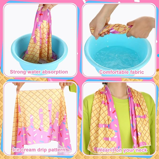 Breling 30 Pcs Baseball Cream Drip Cooling Towels 40"x12" Ice Cooling Towels Microfiber Sweat Sport Rags Absorbent Chilly Washcloth for Hot Weather Workout Gym Coach Gift Sport Party Favors