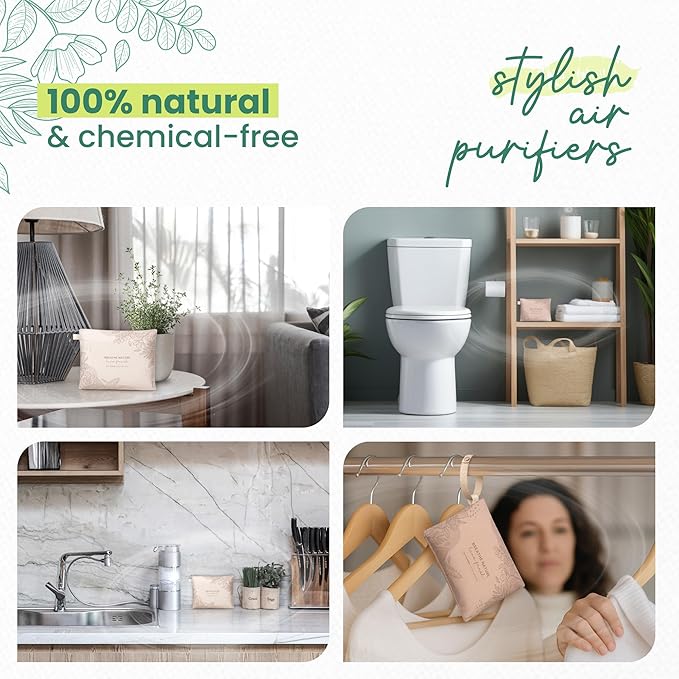 Roonin Activated Charcoal Odor Absorber - Bamboo Charcoal Air Purifying Bag - Activated Charcoal Bags Odor Absorber Packets - Home Deodorizer Odor Eliminator (4-pack)