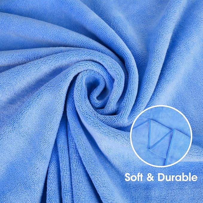 JML Bath Towel, Microfiber Bath Towels Set 4 Pack 30" x 60" - Large, Extra Absorbent, Quick Drying, No Fading, No Linting, Use for Hair Wrap, Bath, Swimming, Fitness, Sport, Yoga, Blue